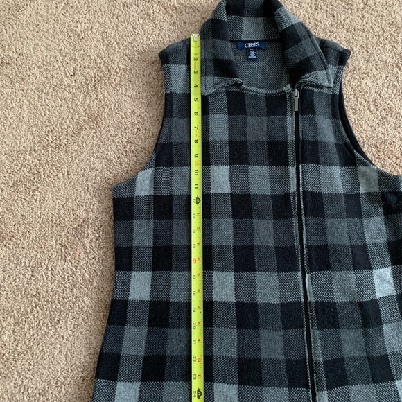 Chaps Black Buffalo Plaid Asymmetrical Vest - Large - Picture 7 of 7